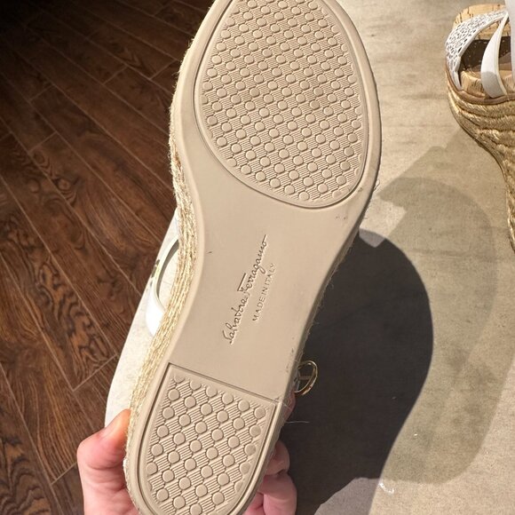 salvatore ferragamo white ladies espadrilles wedges 7.5 - Picture 3 of 8
